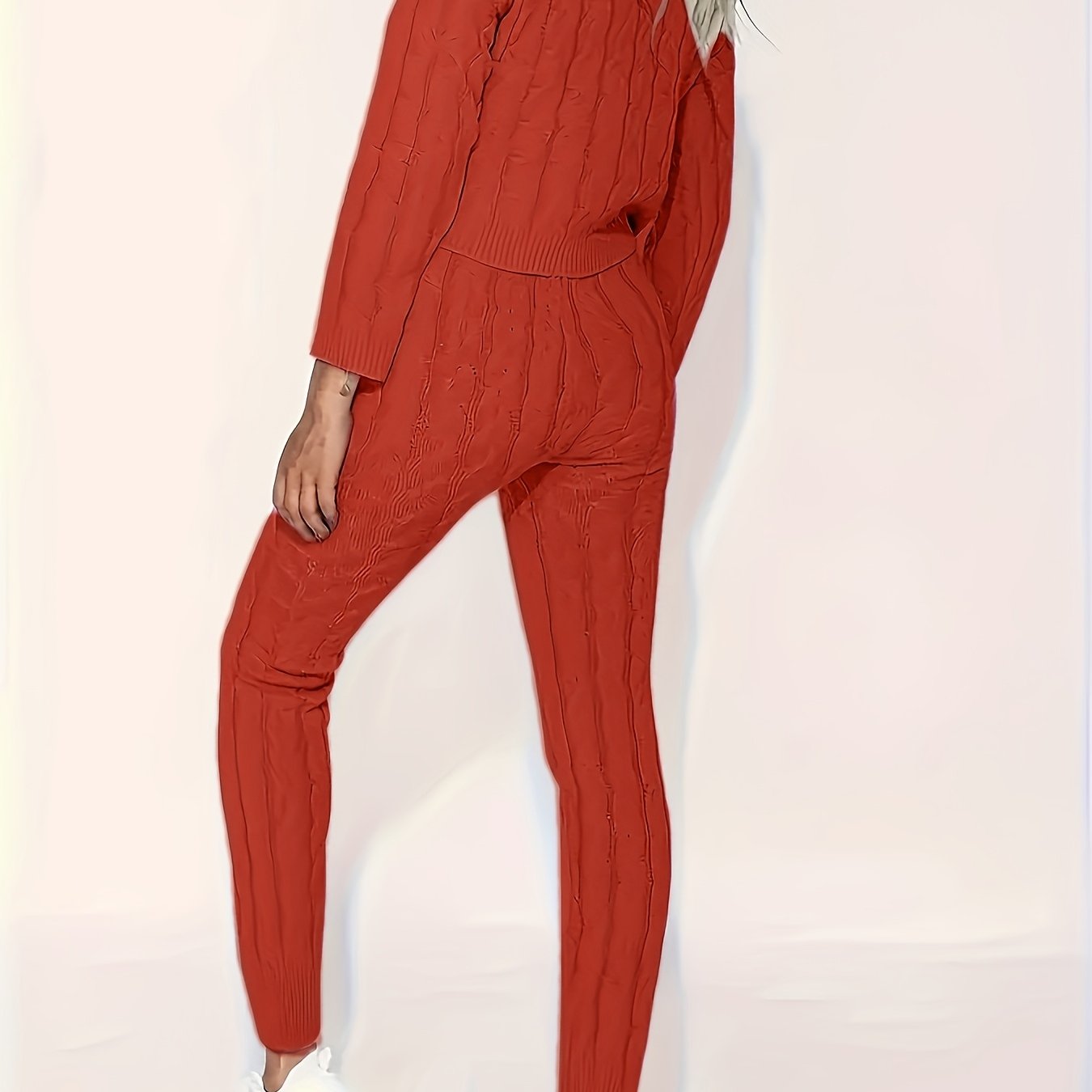 Plus Size Women Casual Sweater Pants Two-Piece Set Grey Large