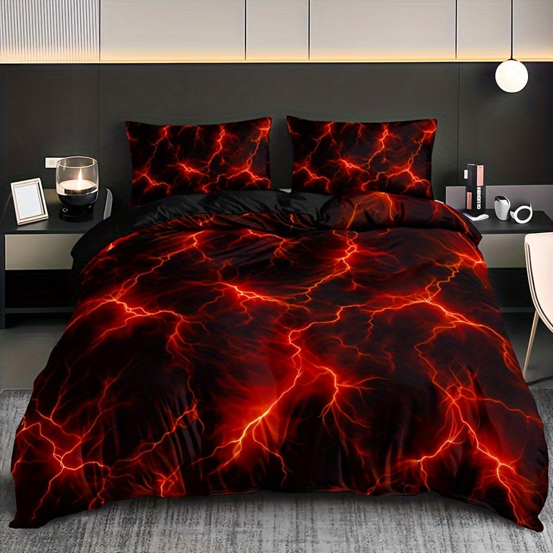 Purple Lightning Line Duvet Cover Set 3 Pieces Includes Duvet Cover and Pillowcases Home Dorm