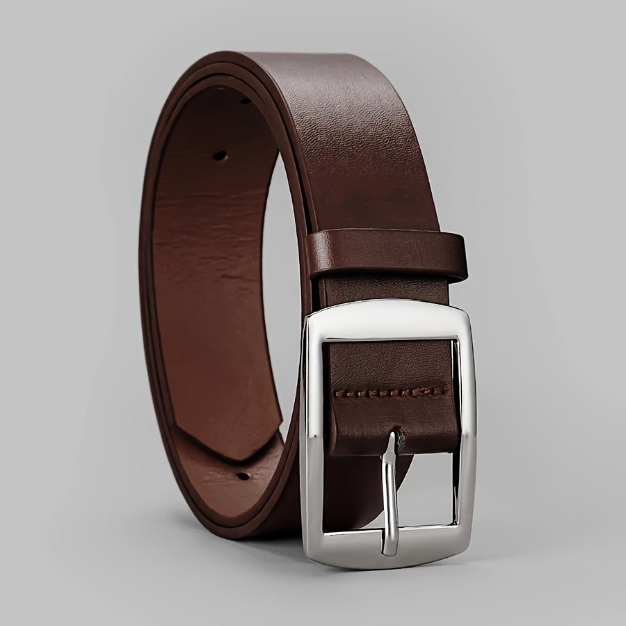 Unisex Leather Belt with Metal Pin Buckle for Jeans Plus Size