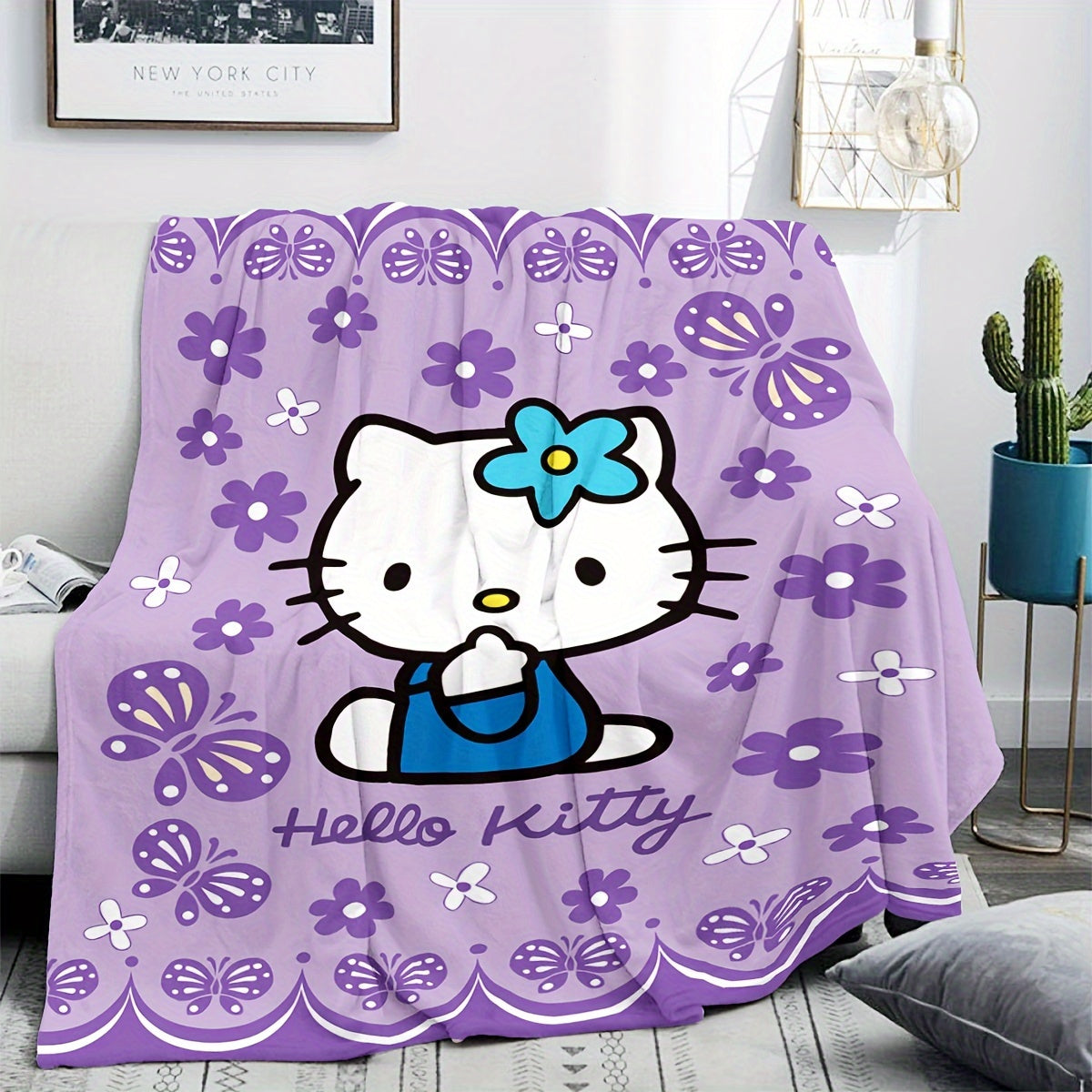 Plush Blanket Flannel Throw for Bedroom Office Travel Pink or Purple