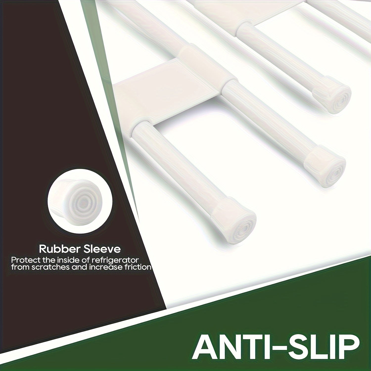 Adjustable Fridge Tension Rods 1/2/4Pcs Rust-Resistant No-Drill Storage