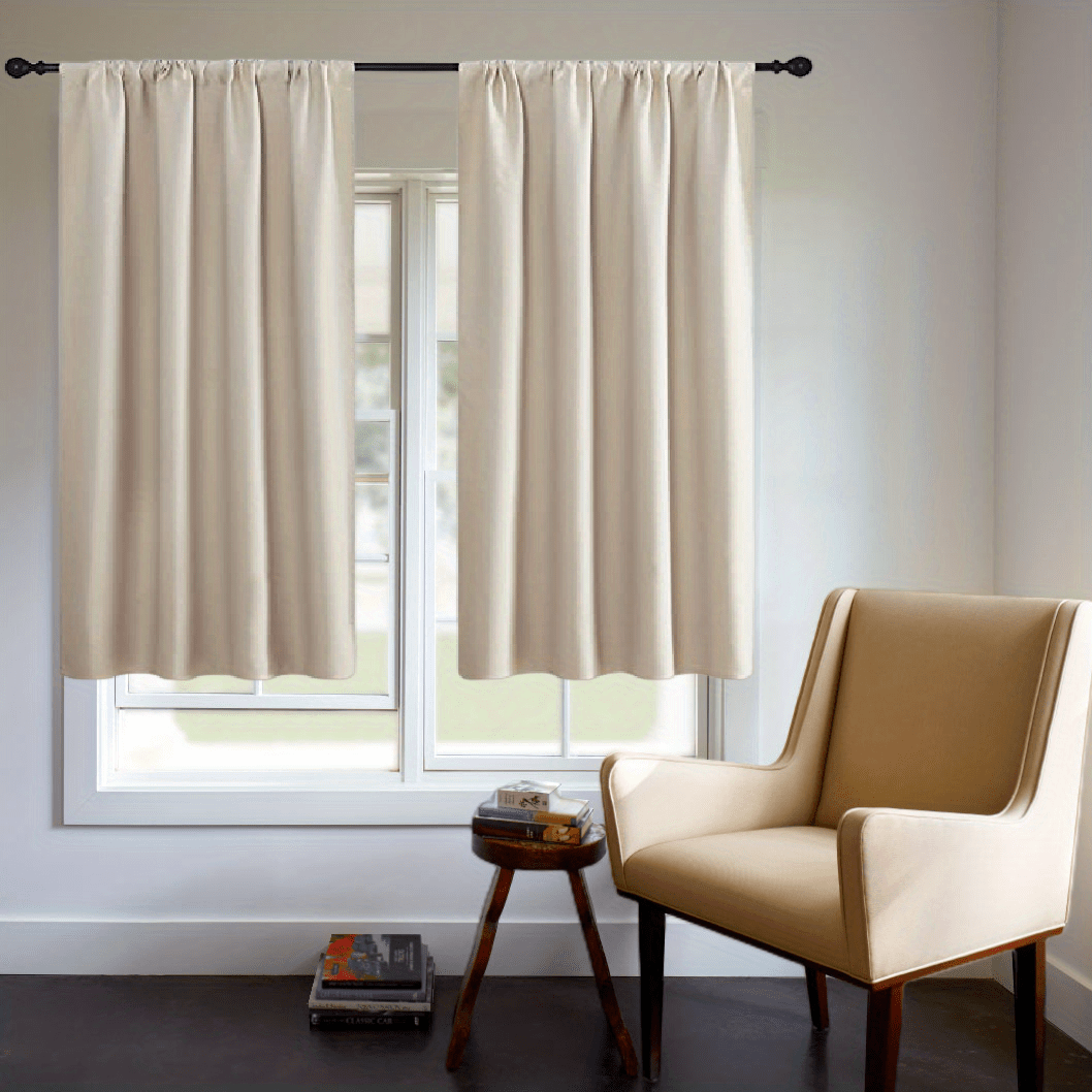 Blackout Curtain Panel Thick Rod Pocket Light Blocking Insulation Bedroom 200g