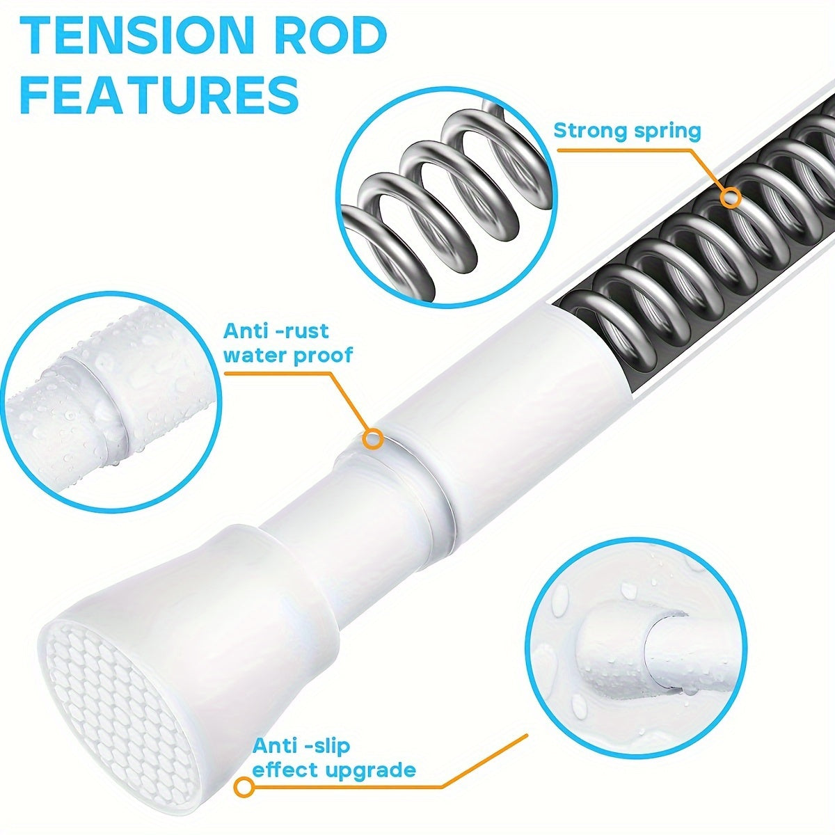 Telescopic Curtain Rod for Shower Clothes Drying Bathroom Accessories Adjustable Length