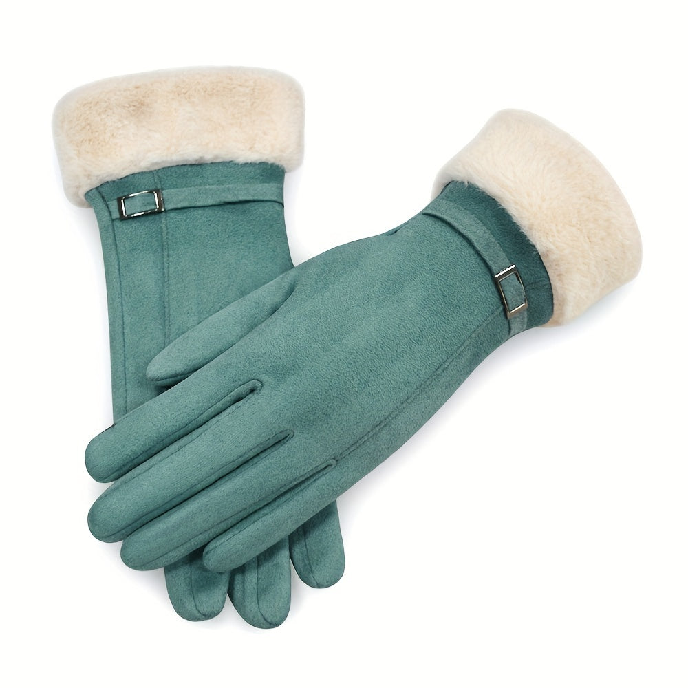 Women's Touchscreen Winter Gloves Suede with Plush Lining Elastic Fit Multiple Colors