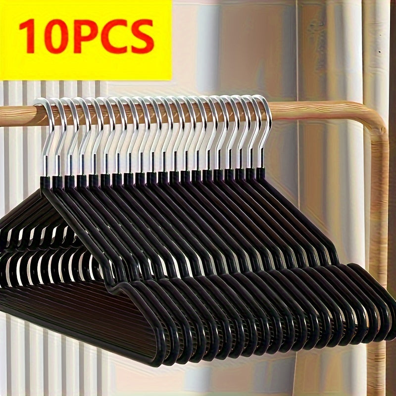 Set of 10 Heavy Duty Metal Hangers with Shoulder Notches for Closet Organization