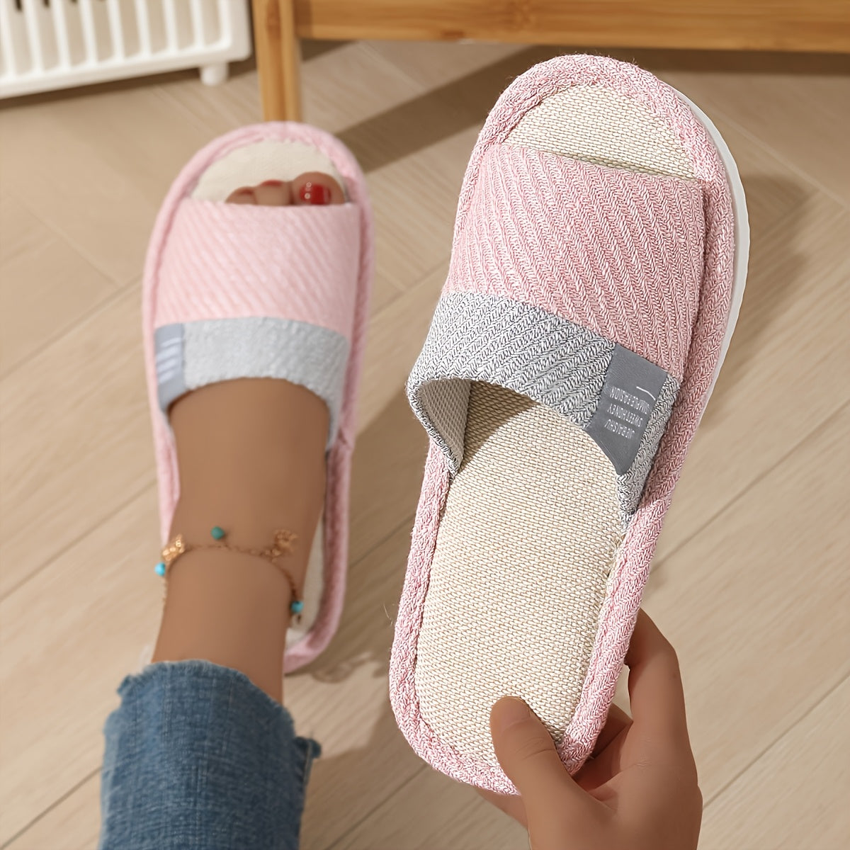 Women's Open-Toe Indoor Slippers Comfortable Home Footwear