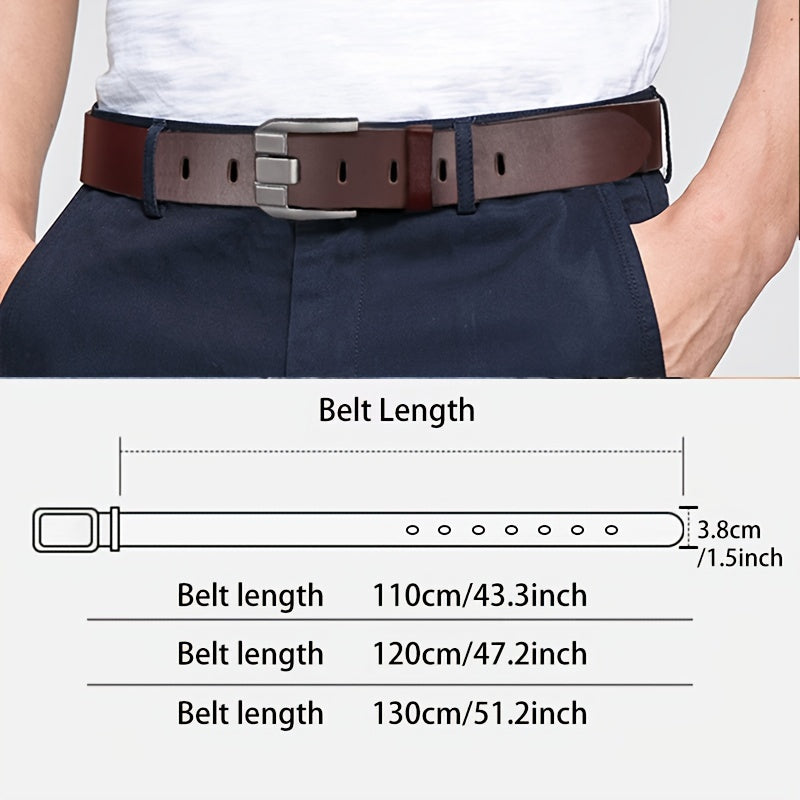 Black PU Leather Belt with Square Alloy Buckle for Casual and Business Men