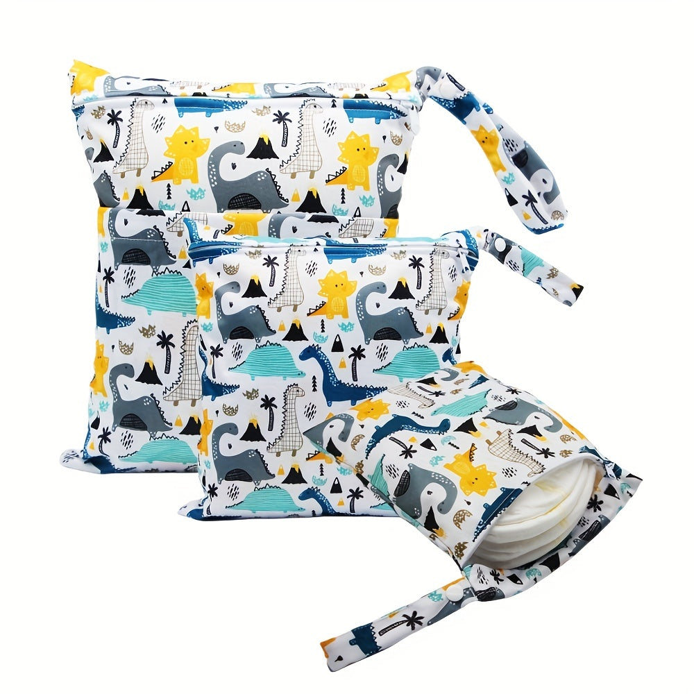 Set of 3 Waterproof Wet Bags for Diapers, Various Sizes, Baby Travel Organizer