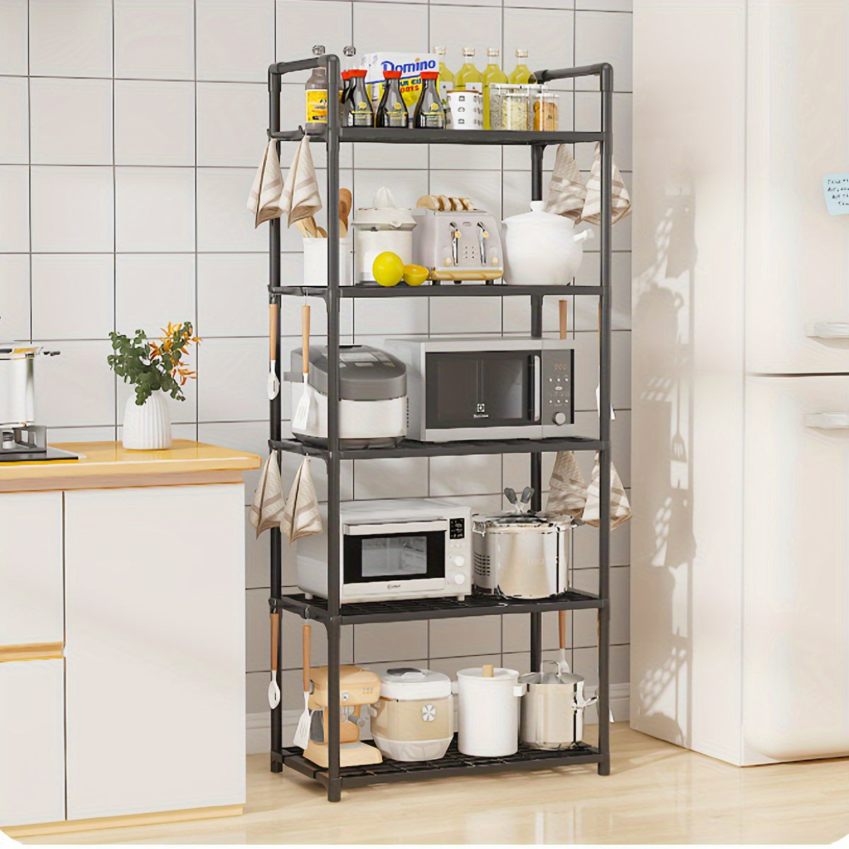 Kitchen Storage Rack for Microwave Oven Electric Rice Cooker and Fruit Vegetable Organizer Shelf