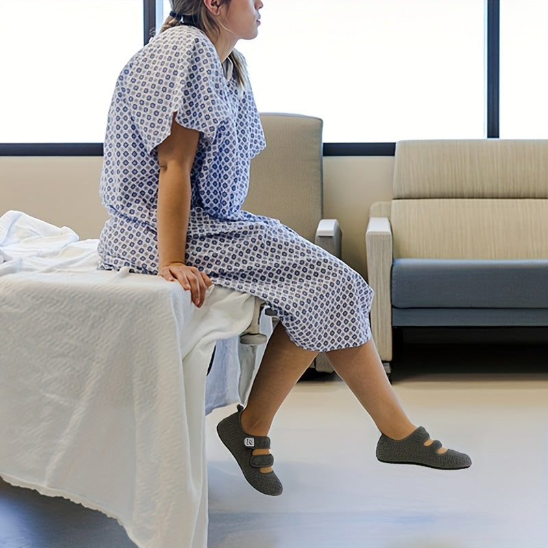 Women Slip-On Shoes Black Fabric Non-Slip Indoor Outdoor Comfort