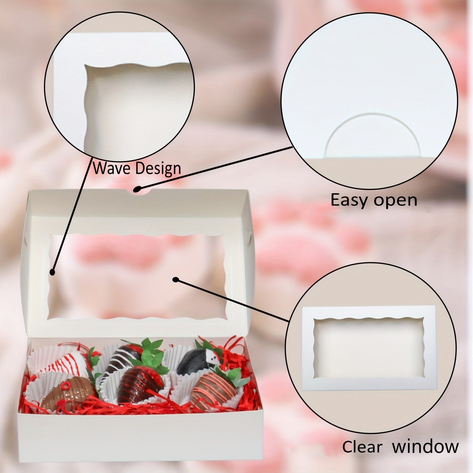 Non, Brownie va shirinliklar uchun oynali ko'rsatkich bilan 6, 15 yoki 30 ta pechene qutisi to'plami