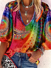 Plus Size Women Oversized Paisley Print Vacation Top for Casual Wear