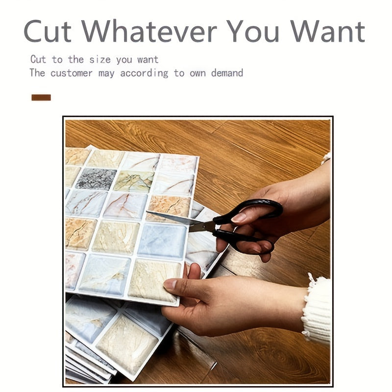 12 o'z-o'zini yopishtiradigan 3D devor paneli plitkalar, yashash xonasi va hammom uchun bezak, yaltiroq, suv o'tkazmaydigan