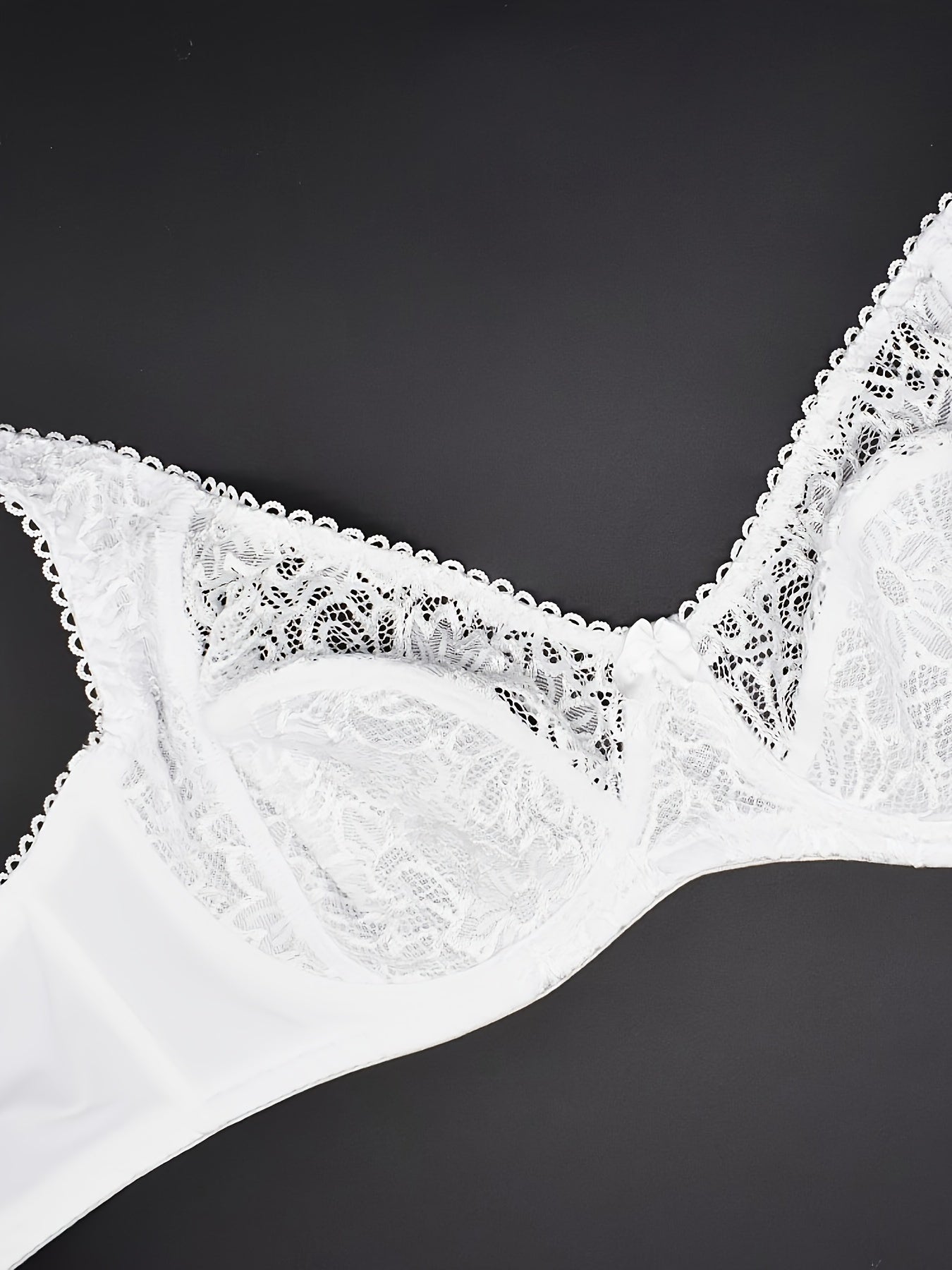 Элегантный бюстгальтер из темно-синего цветочного кружева для женщин с бантиком, без подкладки, с косточками, из комфортной нейлоновой смеси, размеры 36E-44D, нижнее белье для особых случаев.