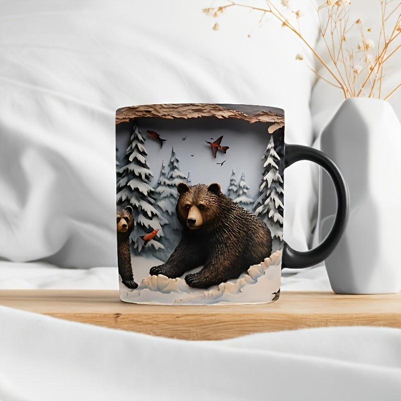 Black Snowy Bear UV DTF Decal for 11oz Mugs and Glassware Waterproof Scratch Resistant Oil Resistant