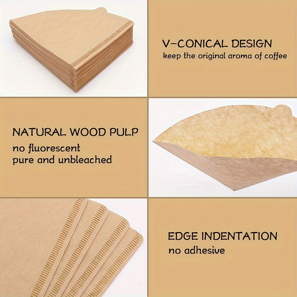 100 dona Tabiiy O'chirilmagan V60 Qahva Filtrlari 02 uchun Pour-Over Drippers
