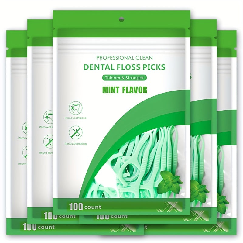 Disposable Mint Floss Picks 100/300/500 Pack, Deep Cleaning, Portable