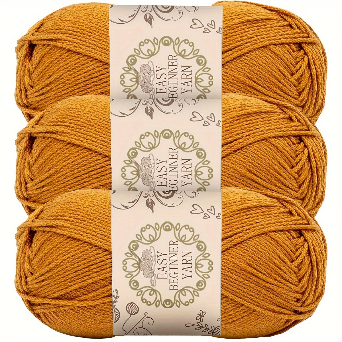3-Piece Soft Acrylic Yarn for Crochet and Knitting 50g Hand-Dyed 4-Ply