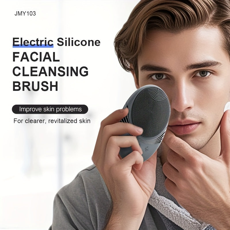 Electric Silicone Facial Cleansing Brush with Gentle Exfoliation and 5-Level Massage
