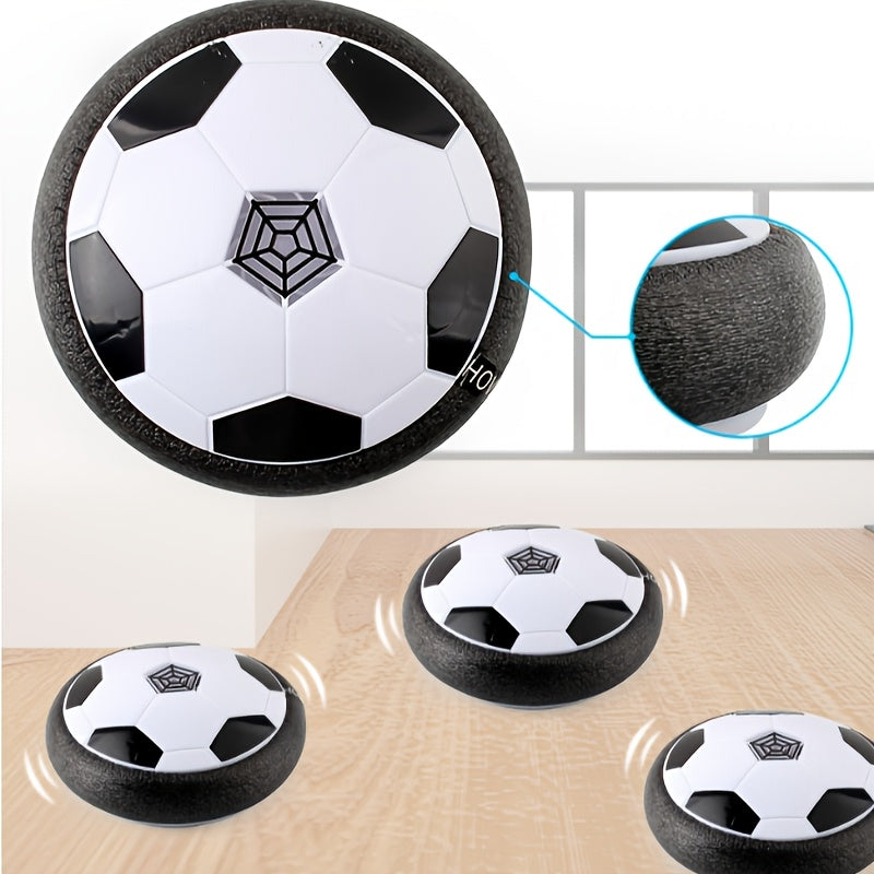 LED Light Air Cushion Football for Kids Indoor Outdoor Play White Black