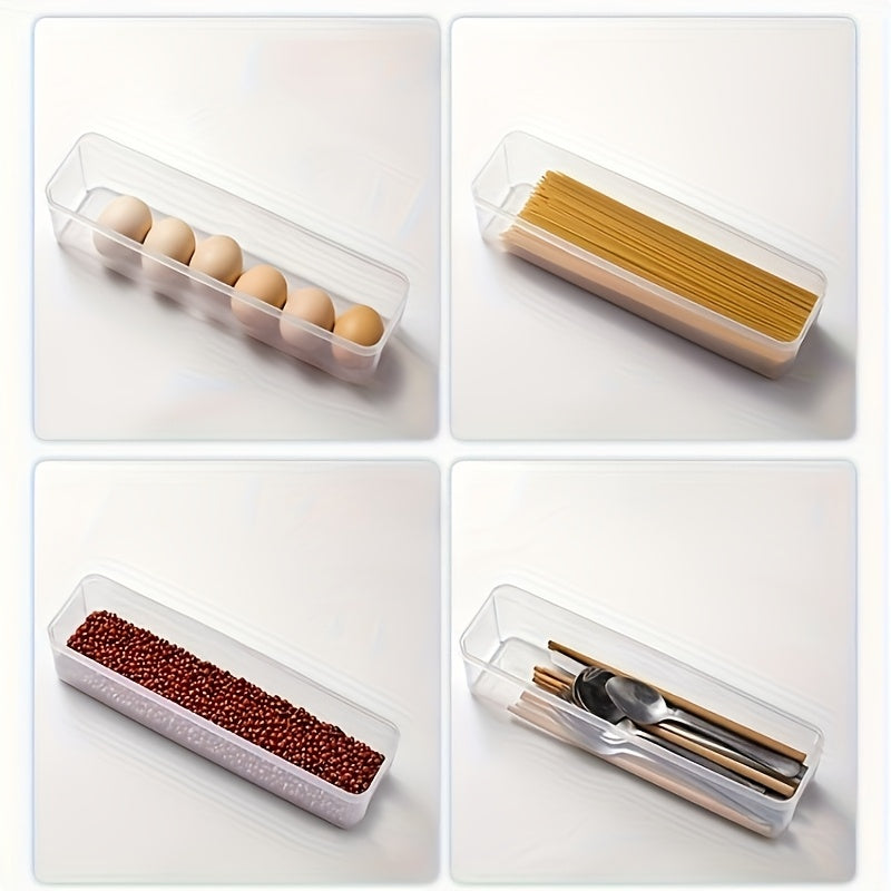 4 Pack Rectangular Food Storage Containers Reusable Refrigerator Organizer