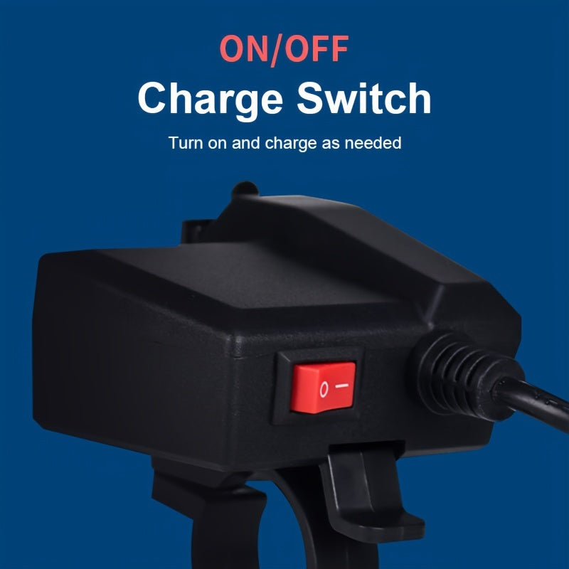 Motorcycle Dual USB Charger With Voltmeter Handlebar Mount