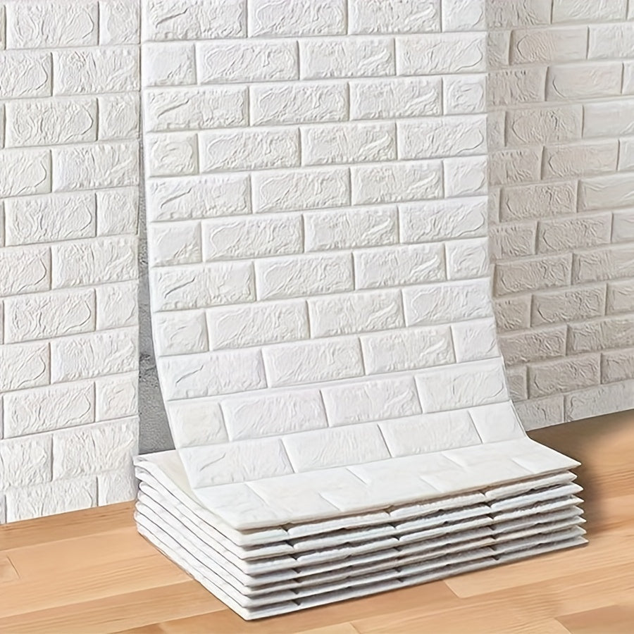 Self-Adhesive 3D Foam Wallpaper Roll Retro Brick Pattern Waterproof Oilproof for DIY Furniture and Room Decor
