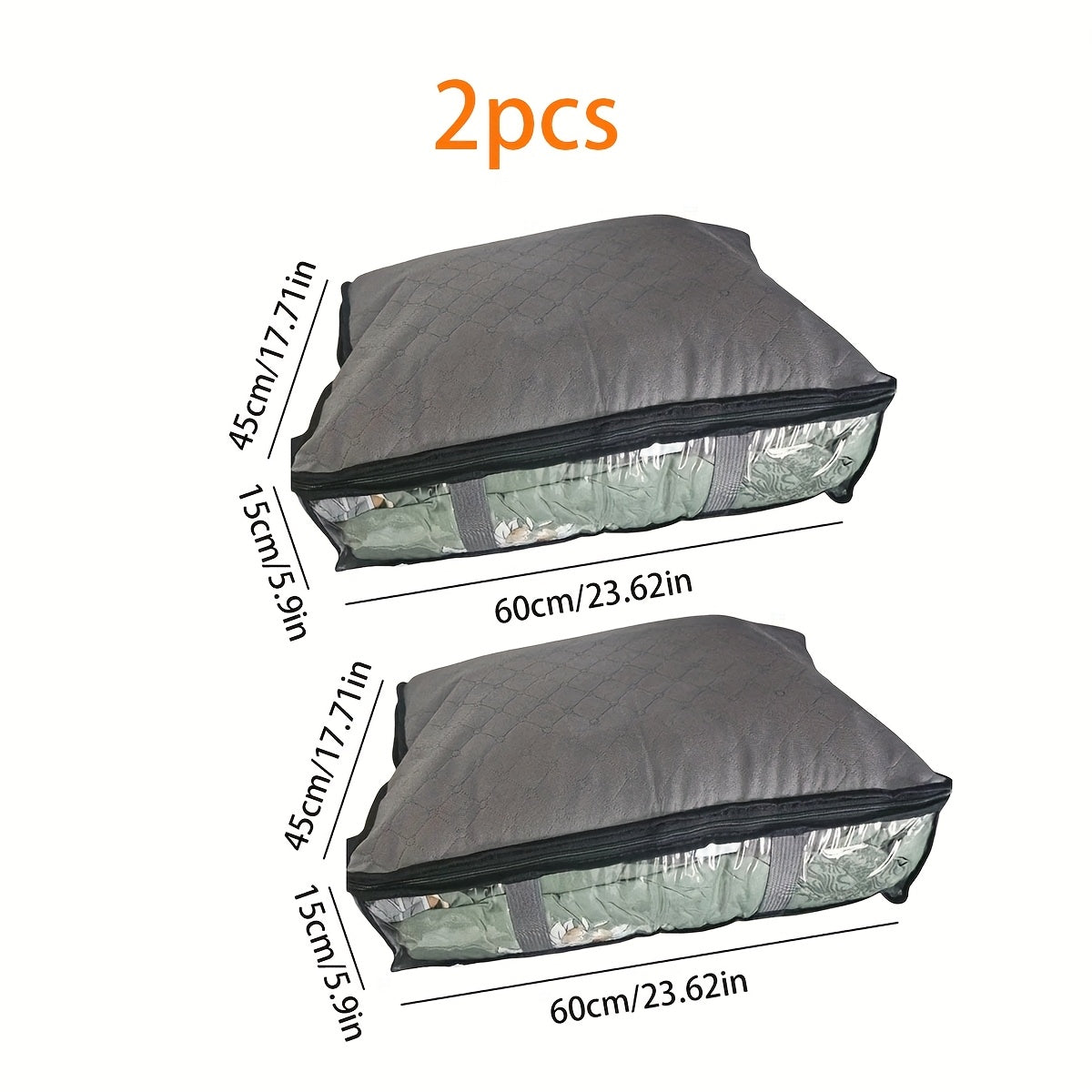 Underbed Storage Bag Set with Moisture-Proof Plastic Windows for Clothes and Blankets