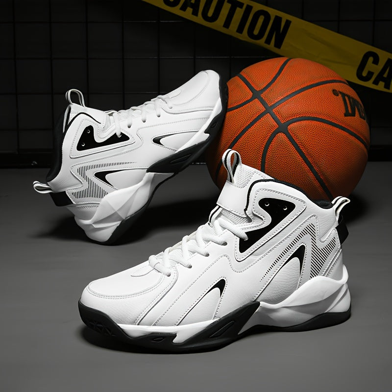 Plus Size Men's High Top Basketball Shoes Breathable Non Slip Shock Absorption Indoor Outdoor