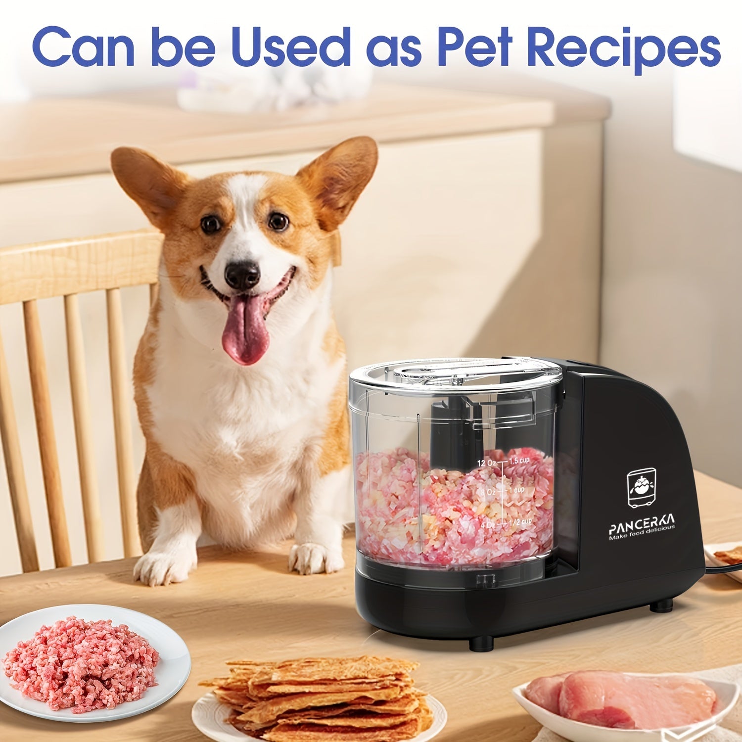 PANCERKA 1.5 stakanli aralashtirgich maydalagich, 200W quvvat, 15000RPM va 350ml sig'imga ega. Oshxonada to‘g‘ralish, maydalash va pyure qilish uchun Yevropa standartidagi ulagich bilan birga keladi.