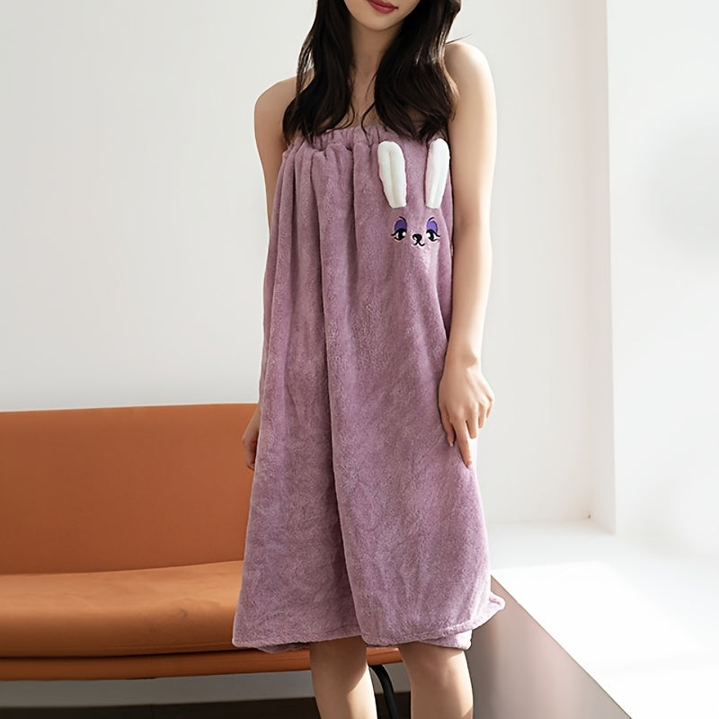 Красивый, удобный и стильный банный халат в цветах конфет, милый кролик, изготовленный из трикотажного полиэстера, быстро сохнет и обладает впитывающими свойствами, с регулируемым застежкой.