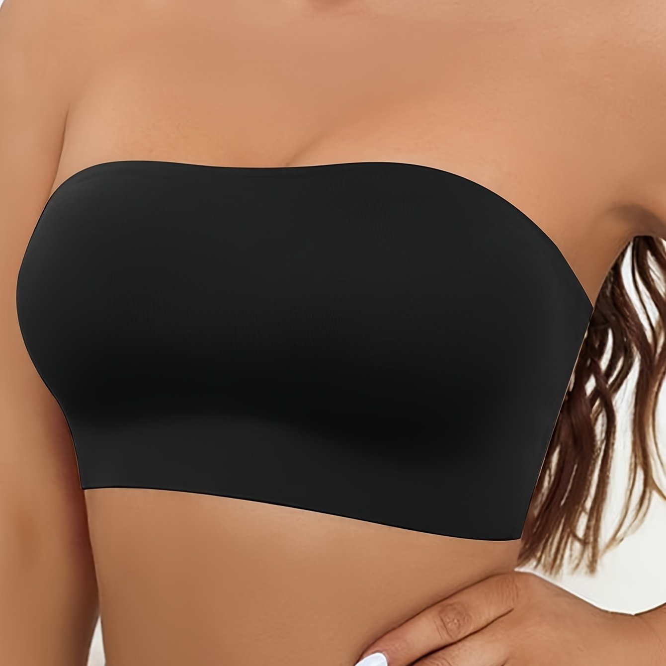 Women’s Seamless Strapless Wireless Bandeau Bra with Push-Up Support