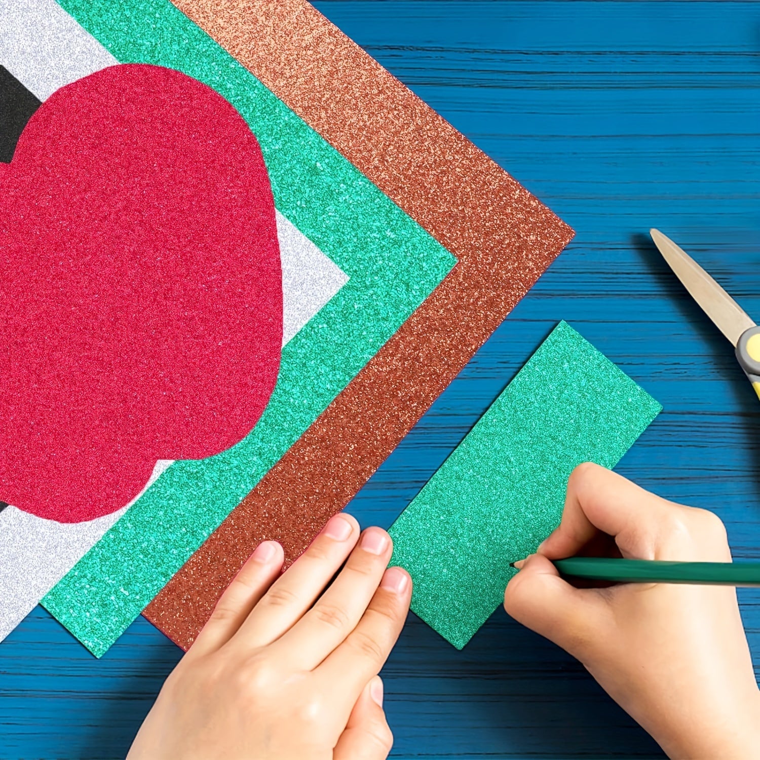 Set of 50 Fantasy Glitter Paper Cards Multicolor 15.01cm for Crafts and DIY