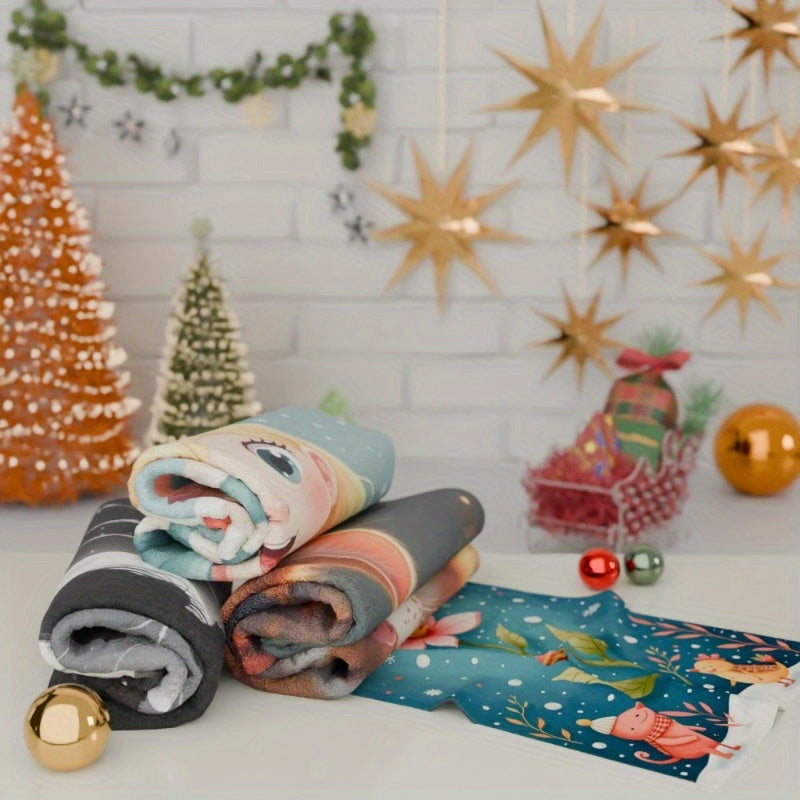 AEVNU to'plami to'rt dona 45.72X66.04 sm o'lchamdagi "Merry Christmas" oshxona bezak sochiqlarini taqdim etadi, bu sizning oshxonangizga bu bayram mavsumida bayramona tuyg'u qo'shish uchun mukammaldir.