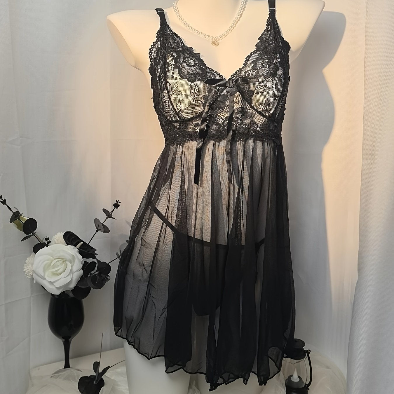 Women's Dress Set with Thong, Casual Summer Outfit, Pink and White