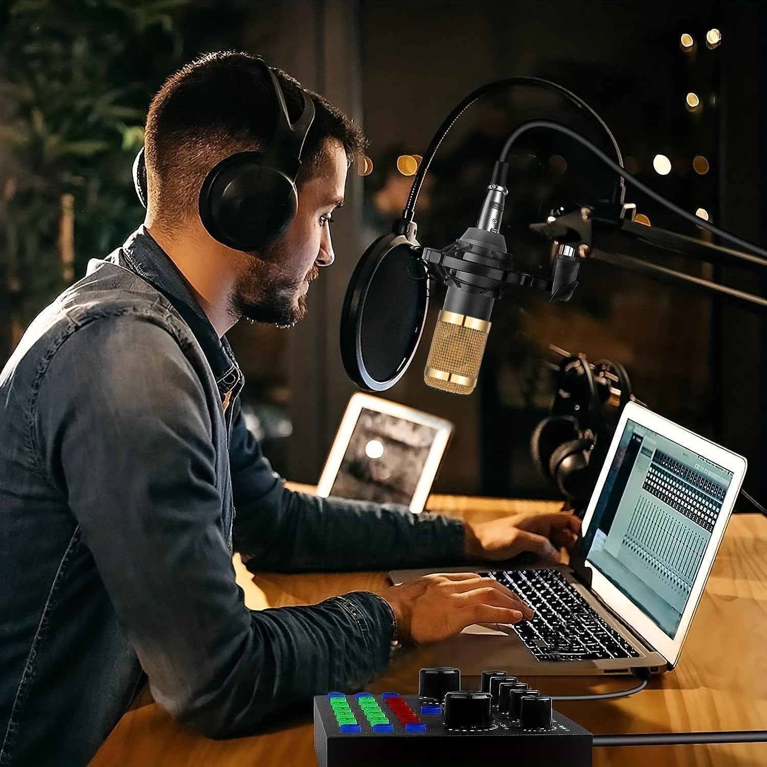 Mini Condenser Microphone Kit for Streaming Recording and Broadcasting with Audio Interface