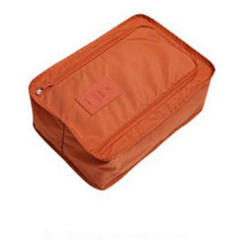 Orange Shoe Storage Bag with Mesh Front Pocket Zipper Lightweight Organizer for Neat Shoe Storage