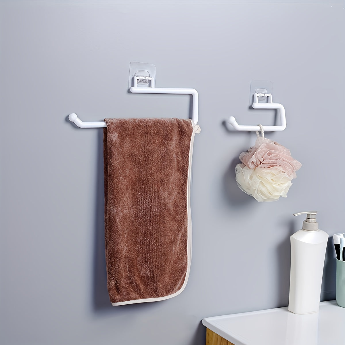 No-Drill Kitchen Bathroom Tissue Holder with Roll Paper Rack and Towel Hook