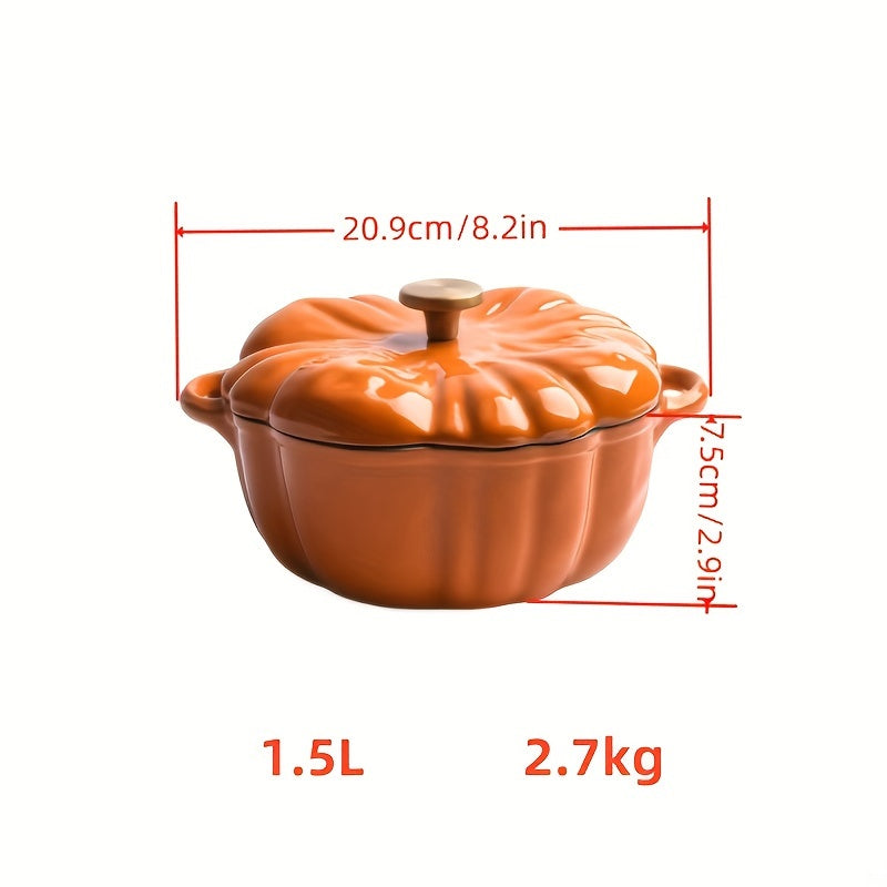 Enamel Cast Iron Pumpkin Pot for Soups and Casseroles Induction Compatible