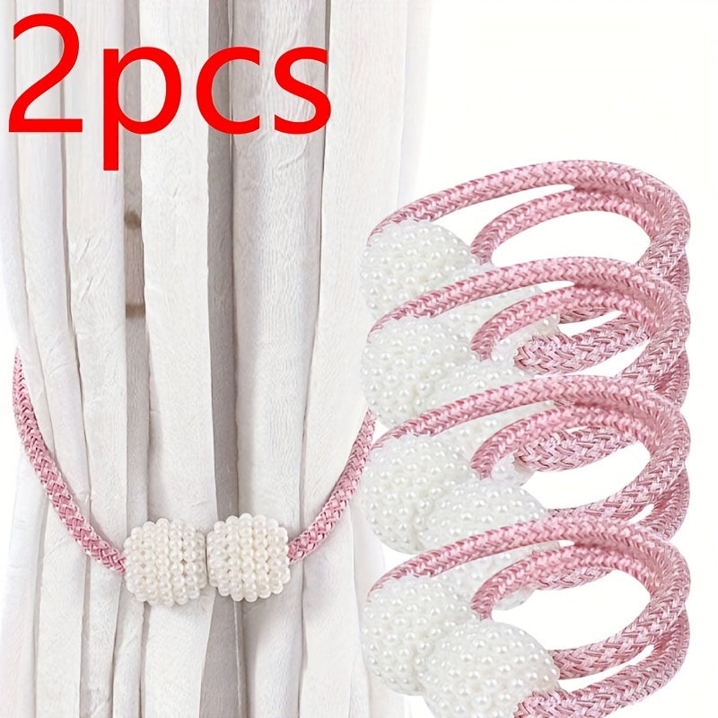 Set of 4 Vintage Magnetic Curtain Clips No-Punch Pearlized Holdbacks for Windows