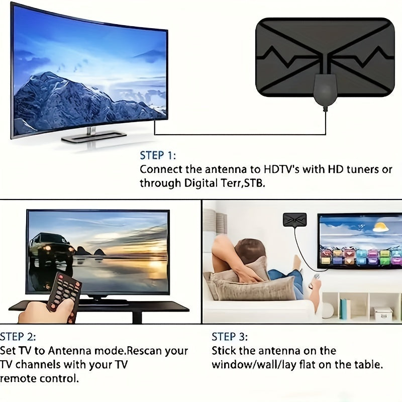 Indoor HD TV Antenna 360° Smart Signal Receiver Supports 4K 1080P Compatible with Old and Smart TVs