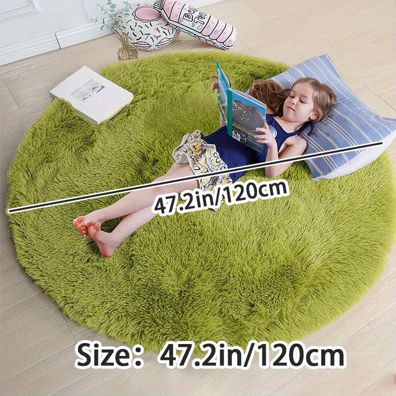 Kulrang Shaggy dumaloq gilam, mashina bilan yuvish mumkin, yumuşoq va molmolli xona gilami uchun yotoqxona