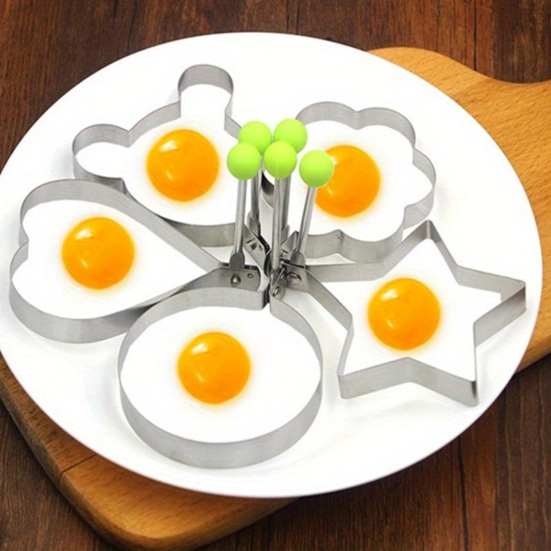 Molde de acero inoxidable de 5 piezas para huevos y panqueques, molde de cocina para desayuno