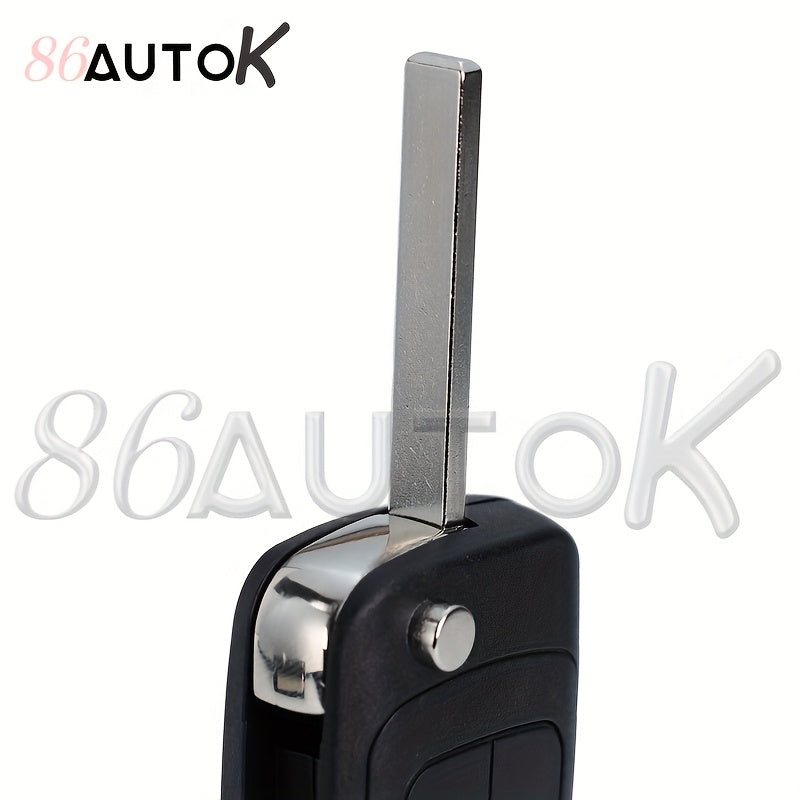 Car Key Shell Black Durable Plastic 2-Button Folding Replacement Housing