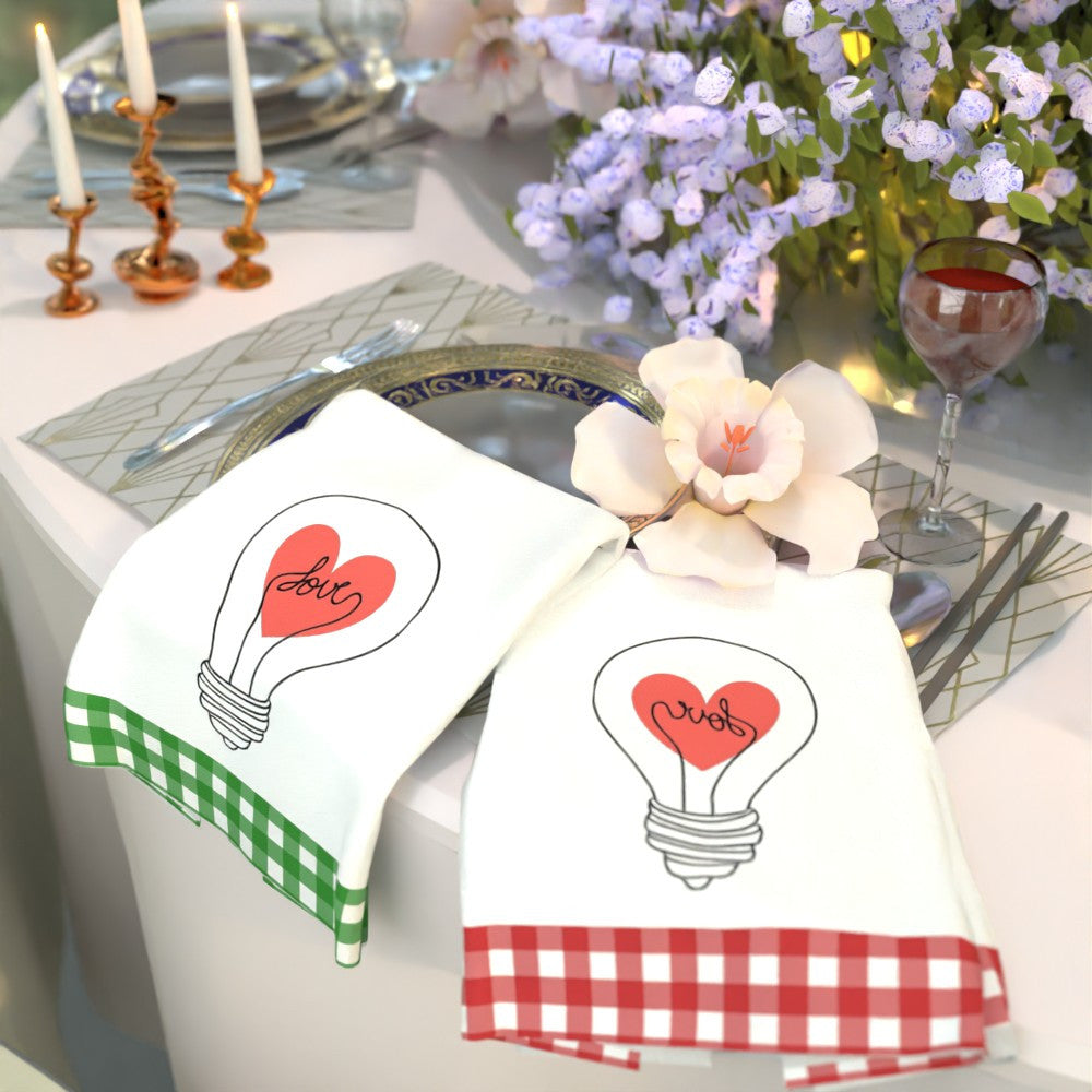 Valentine's Day Heart Bulb oshxona sochiqlari to'plami 2 ta, 45x66cm, yumshoq, so'radigan, tez quriydigan