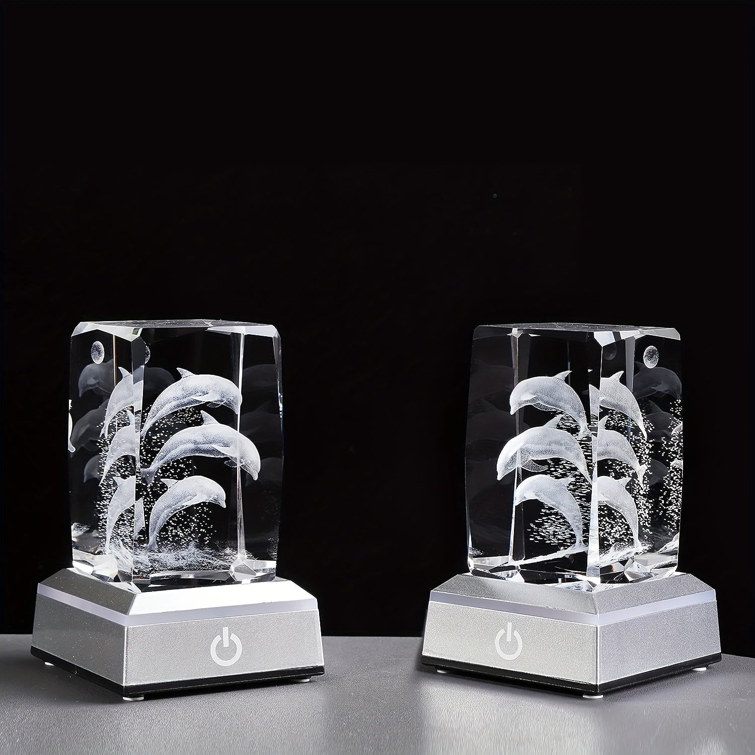 Luz nocturna de delfín grabada en láser 3D con base LED de cambio de color, regalo para mujeres