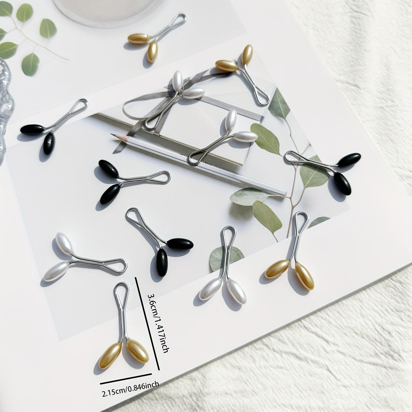 Set of 12 Faux Pearl Bead Scarf Buckles for Muslim Hijab Accessories