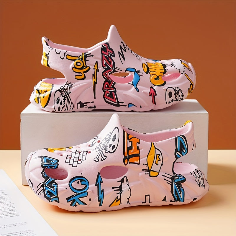 Zapatillas de charol con dibujos animados para niños para niños, ligeras, antideslizantes, para uso en interiores y exteriores