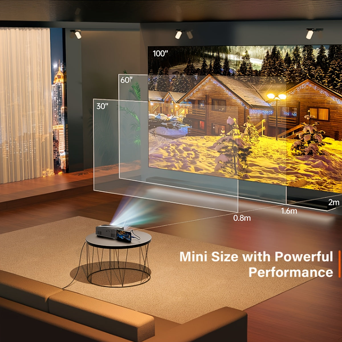 Домашний кинотеатр проектор с пультом дистанционного управления, соотношение сторон 4:3, совместим с USB и смартфонами