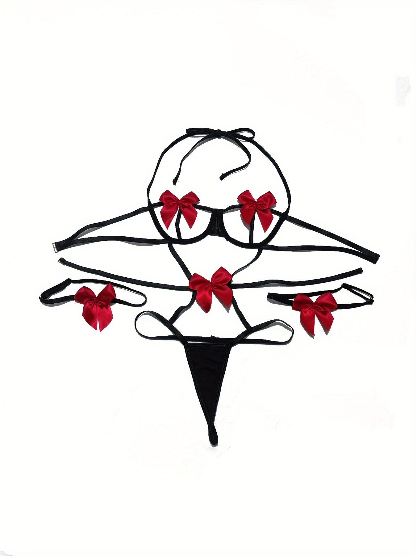 Jozibali bog'ichli teddy, ochiq chashka halter va oyoq halqalari bilan.